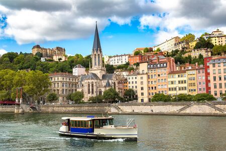 Cityscape of Lyon, France in a beautiful summer dayの写真素材