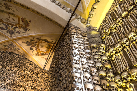 EVORA, PORTUGAL - JULY 25, 2017: Capela dos Ossos (Chapel of Bones) in Evora, Portugal in a beautiful summer dayのeditorial素材