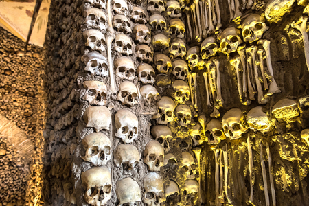 EVORA, PORTUGAL - JULY 25, 2017: Capela dos Ossos (Chapel of Bones) in Evora, Portugal in a beautiful summer dayのeditorial素材
