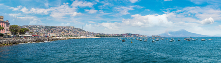Napoli (Naples) and volcano Vesuvius in the background in a beautiful summer day, Italyの写真素材