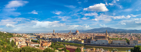 Panoramic view of cathedral Santa Maria del Fiore in Florence, Italy in a beautiful summer dayの写真素材