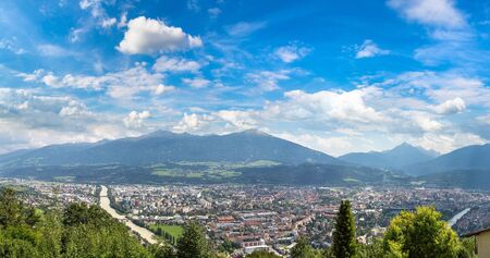 Panoramic aerial view of Innsbruck in a beautiful summer day, Austriaの写真素材