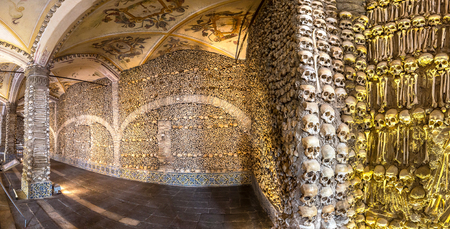 EVORA, PORTUGAL - JULY 25, 2017: Capela dos Ossos (Chapel of Bones) in Evora, Portugal in a beautiful summer dayのeditorial素材