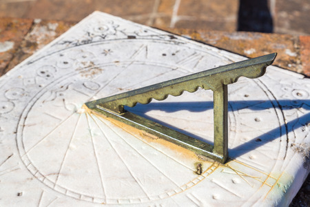 Ancient sundial in Evora, Portugal in a beautiful summer dayの写真素材