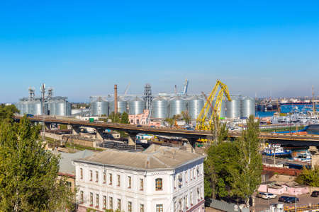 Cargo container terminal port in Odessa, Ukraine in a beautiful summer dayのeditorial素材