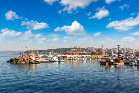 CANAKKALE, TURKEY - JULY 21, 2017: Harbour view in Canakkale in a beautiful summer day, Turkey.のeditorial素材