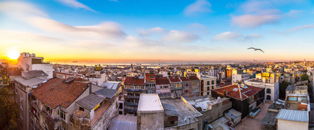 Istanbul sunset panorama, Turkey in a beautiful summer eveningの写真素材