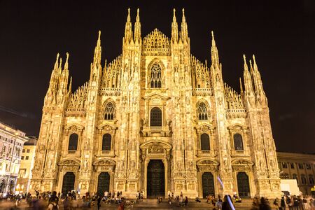 Famous Milan Cathedral, Duomo in a beautiful summer night in Milan, Italyのeditorial素材