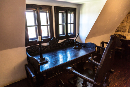 TRANSYLVANIA, ROMANIA - JUNE 15, 2015: Interior of Bran Castle (Dracula's Castle)  in a summer day in Transylvania, Romaniaのeditorial素材
