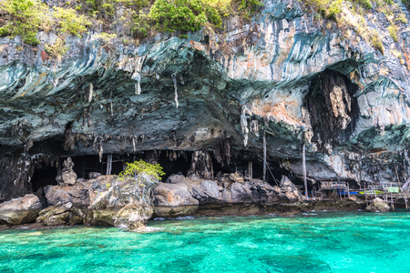 Viking cave on Maya island, Thailand in a summer dayの写真素材