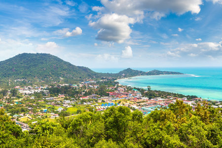Panoramic aerial view of Koh Samui island, Thailand in a summer day