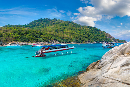 Racha (Raya) resort island near Phuket island, Thailand in a summer dayの写真素材