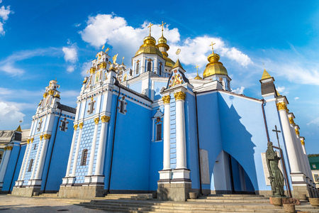 Saint Michael Orthodox Monastery in Kiev, Ukraine in a beautiful summer dayのeditorial素材