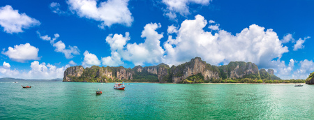 Panorama of Ao Nang beach, Krabi, Thailand in a summer dayのeditorial素材