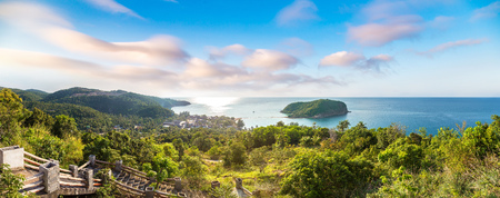 Panorama of Koh Mae on Phangan island, Thailand in a summer dayのeditorial素材