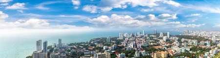 Panoramic aerial view of Pattaya Gulf, Thailand in a summer dayのeditorial素材