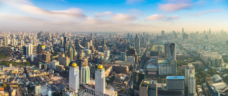 Panorama of Bangkok in a summer evening