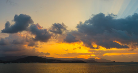 Panorama of Sunset on Koh Samui island, Thailand in a summer evening