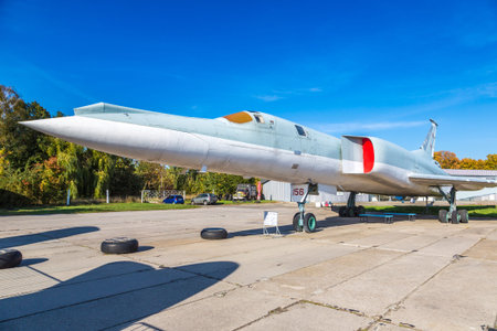 KIEV, UKRAINE - OCTOBER 6, 2018: Military airplane in Kiev National Aviation Museum in a sunny day...