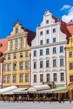 WROCLAW, POLAND - JULY 29, 2014: City center and Market Square in Wroclaw, Poland on July 29, 2014. Wroclaw old and a very beautuful city in Poland in a summer dayのeditorial素材