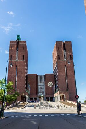 OSLO, NORWAY - JULY 29, 2014: Oslo City Hall in Oslo, Norwayのeditorial素材