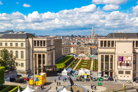 BRUSSELS, BELGIUM - JULY 6, 2014: Cityscape of Brussels in a beautiful summer day