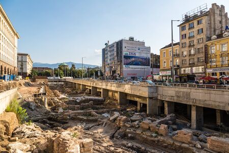 SOFIA, BULGARIA - JULY 27, 2014: Archaeological excavation near the Banja Baschi mosque in Sofia, Bulgaria in a summer dayのeditorial素材
