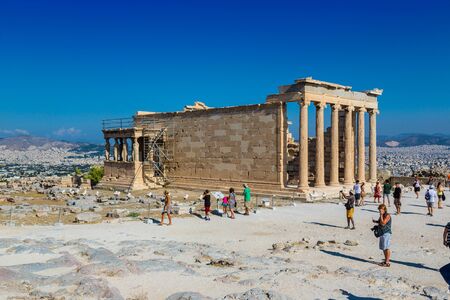 ATHENS, GREECE - JULY 19, 2015:  Erechtheum temple ruins on the Acropolis in a summer day in Athens, Greece on July 19, 2015のeditorial素材