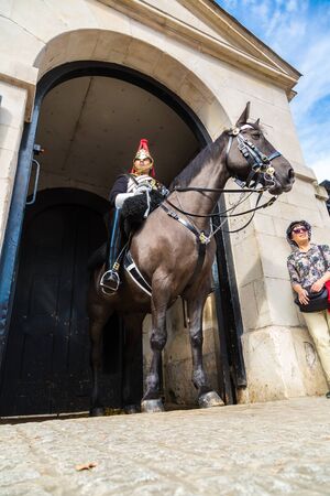 LONDON, UNITED KINGDOM - JUNE 14, 2016: Royal Horse Guards at the Admiralty House in London, England, United Kingdom on June 14, 2016のeditorial素材