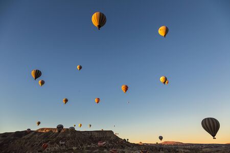 CAPPADOCIA, TURKEY - JULY 29, 2017: Hot air Balloons flight in Cappadocia, Nevsehir, Turkey in a beautiful summer dayのeditorial素材