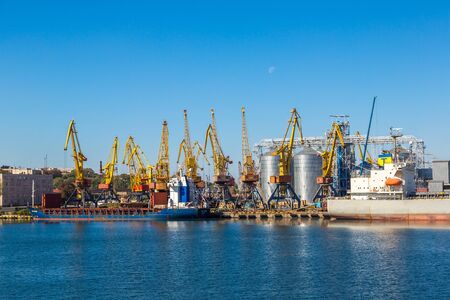 ODESSA, UKRAINE - AUGUST 23, 2017: Cargo container terminal port in Odessa, Ukraine in a beautiful summer day on AUGUST 23, 2017のeditorial素材