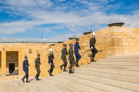 ANKARA, TURKEY - JULY 29, 2017: Anitkabir in Ankara, The guard shift ceremony, Turkey in a beautiful summer dayのeditorial素材
