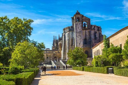 TOMAR, PORTUGAL - JUNE 12, 2017: Medieval Templar castle in Tomar in a beautiful summer day, Portugalのeditorial素材