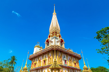 Wat Chalong temple in Phuket in Thailand in a summer dayの写真素材