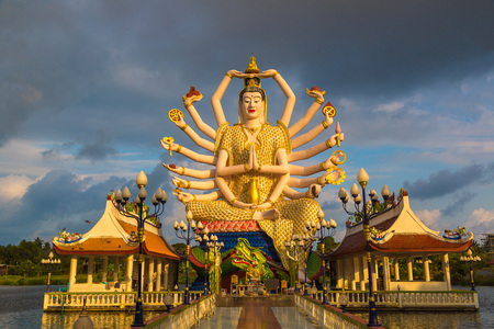 Statue of Shiva in Wat Plai Laem Temple, Samui, Thailand in a summer dayの写真素材