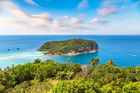 Panoramic aerial view of Koh Mae on Phangan island, Thailand in a summer dayの写真素材