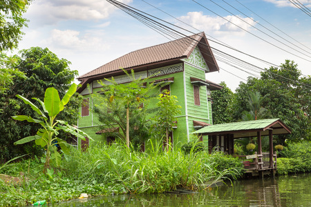 Life along the river in Bangkok, Thailand in a summer dayのeditorial素材