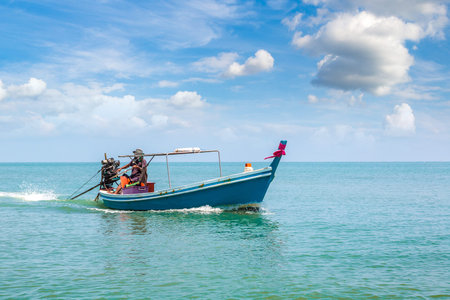 Thai fisherman boat in in Khao Sam Roi Yot National Park, Thailand in a summer day