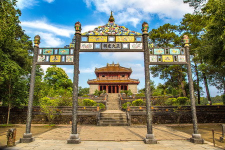 Imperial Minh Mang Tomb in Hue, Vietnam in a summer dayのeditorial素材