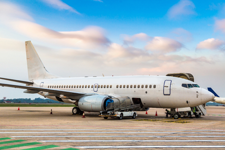 Aircraft  in Noi Bai airport, Hanoi, Vietnam in a summer dayのeditorial素材