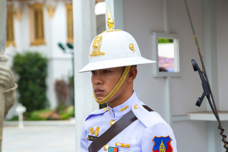 BANGKOK, THAILAND - MARCH 22, 2018: Kings Guard in Grand Royal Palace in Bangkok in a summer dayのeditorial素材