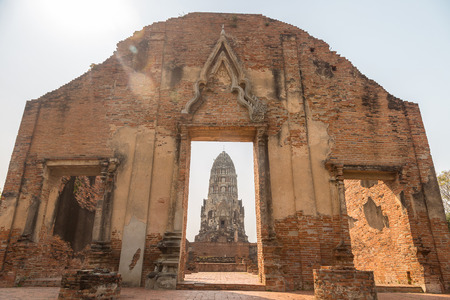 Ayutthaya Historical Park in Ayutthaya, Thailand in a summer dayの写真素材