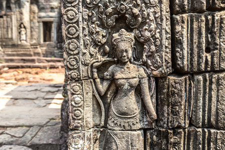 Banteay Kdei temple is Khmer ancient temple in complex Angkor Wat in Siem Reap, Cambodia in a summer dayの写真素材