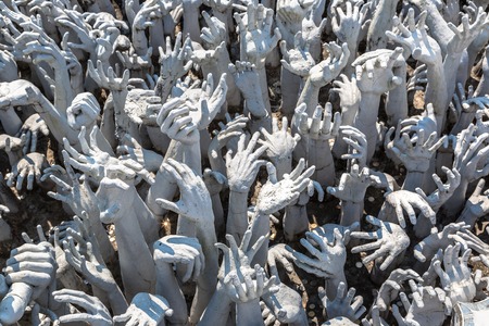 White Temple (Wat Rong Khun) in Chiang Rai, Thailand in a summer dayのeditorial素材