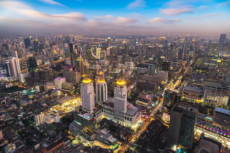 Aerial view of Bangkok in a summer eveningの写真素材
