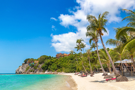Leela beach on Koh Phangan island, Thailand in a summer dayのeditorial素材