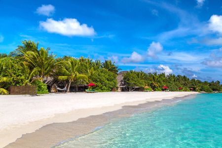 MALDIVES - JUNE 24, 2018: Tropical beach in the Maldives at summer dayのeditorial素材