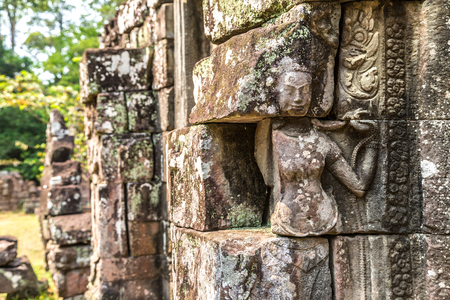Banteay Kdei temple is Khmer ancient temple in complex Angkor Wat in Siem Reap, Cambodia in a summer dayの写真素材