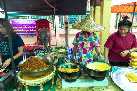BANGKOK, THAILAND - MARCH 22, 2018: Floating market in Thailand in a summer day
