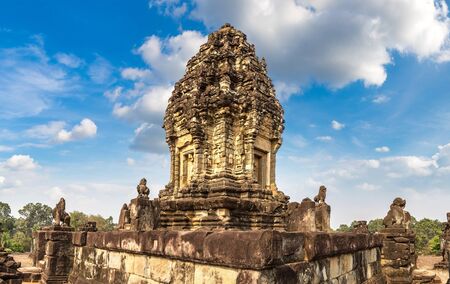 Panorama of Bakong Prasat temple in complex Angkor Wat in Siem Reap, Cambodia in a summer dayの写真素材